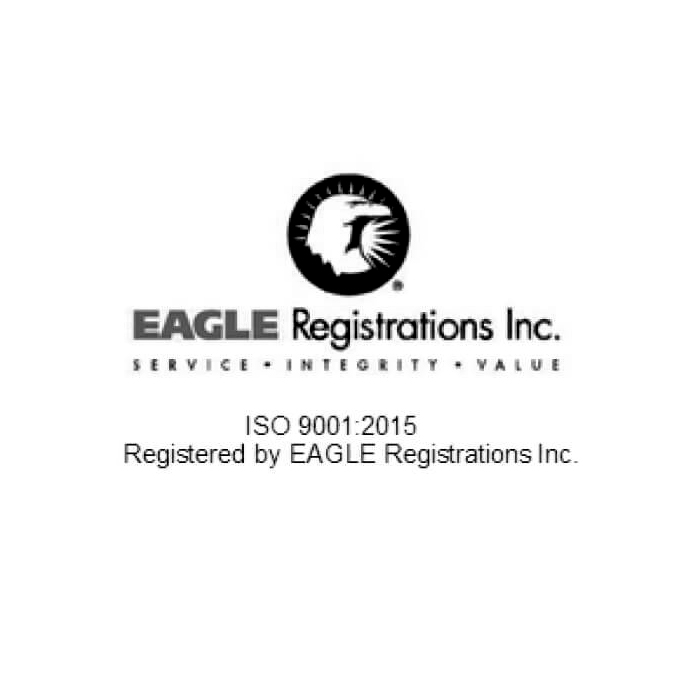 black and white ISO 9001:2015 Certification logo